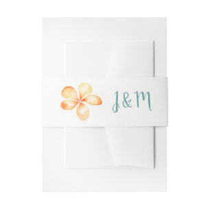 Island Plumeria Watercolor Wedding Einladungsbanderole