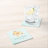Island Plumeria Watercolor Wedding Rechteckiger Pappuntersetzer (Vor Ort)