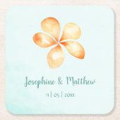 Island Plumeria Watercolor Wedding Rechteckiger Pappuntersetzer (Vorderseite)