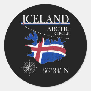 Island - Polarkreis - Polarisland Isländische Flag Runder Aufkleber