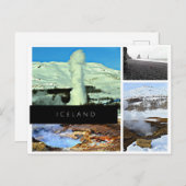 Island Postkarte - Geysir, heiße Quelle, schwarzer (Vorne/Hinten)