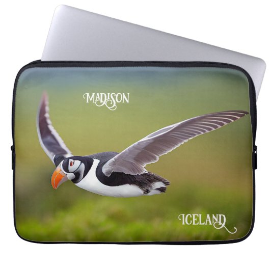 Island Puffin Individuelle Name Laptopschutzhülle (Vorderseite)