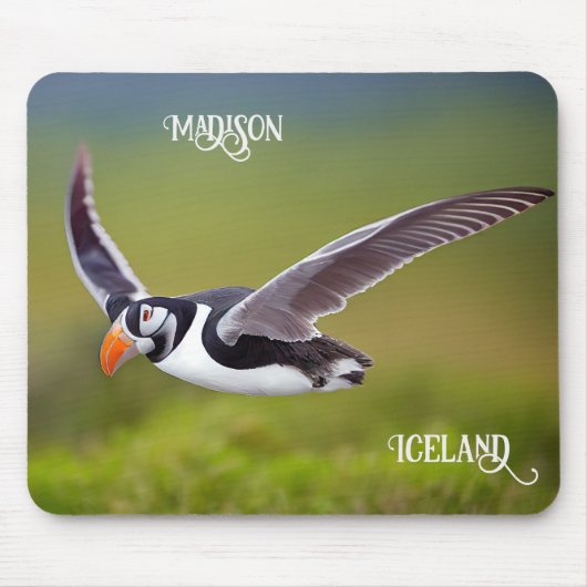 Island Puffin Individuelle Name Mousepad (Vorne)
