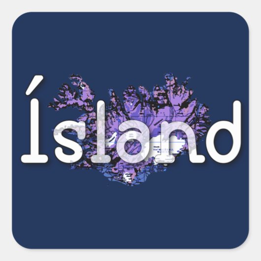 Island Quadratischer Aufkleber (Vorderseite)