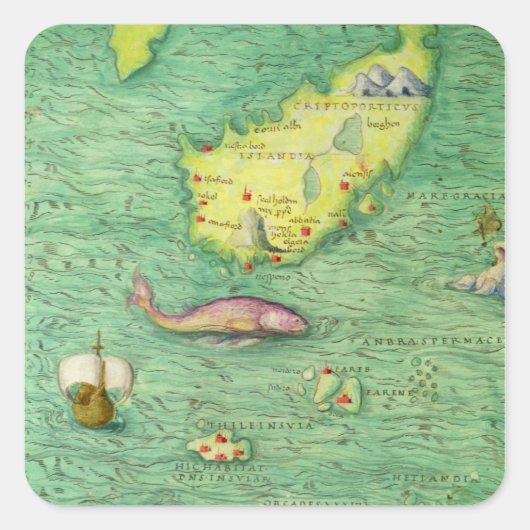 Island Quadratischer Aufkleber (Vorderseite)