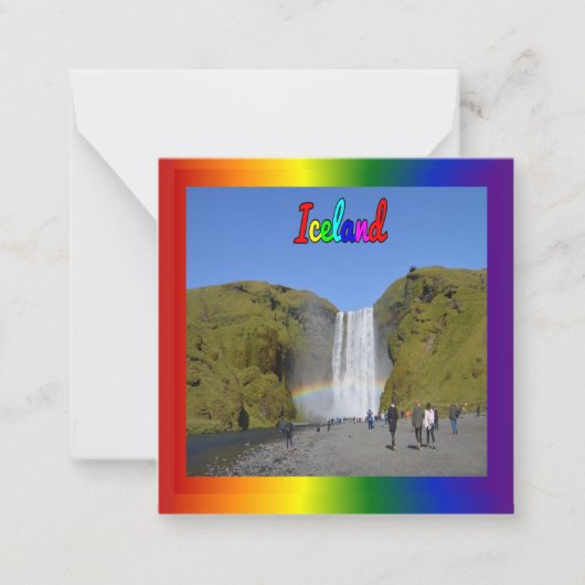 Island - Regenbogenwasserfall Mitteilungskarte (Vorderseite)