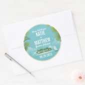 Island Resort Beach Hochzeit in Urlaubsort - Gesch Runder Aufkleber (Umschlag)