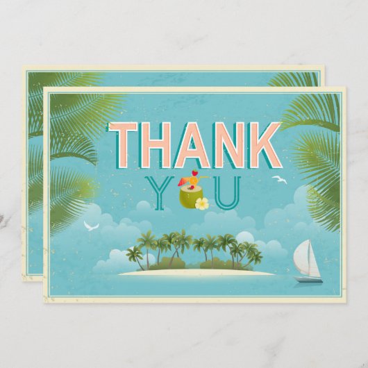 Island Resort Beach Reiseziel Vielen Dank Dankeskarte (Vorne/Hinten)