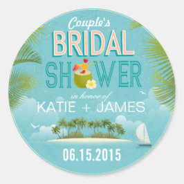 Island Resort Destination Brautparty Label Runder Aufkleber