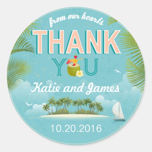 Island Resort Ziel Danke Label Runder Aufkleber (Vorderseite)