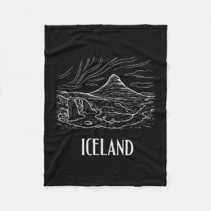 Island Retro Art Wandern Aurora Borealis Souvenir Fleecedecke