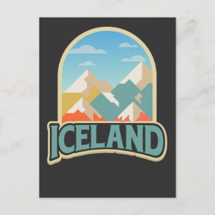 Island Retro Vintage Geschenk Wanderliebhaber Berg Postkarte