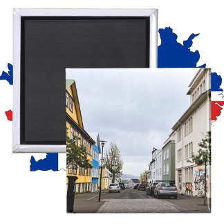 Island Reykjavik City Street Color Foto Magnet