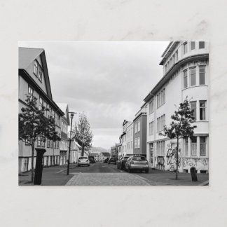 Island Reykjavik Street Scene Schwarz-weißes Foto Postkarte