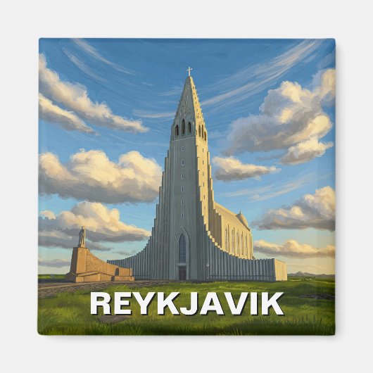 Island Reykyavik Church of Hallgrimur Travel Magnet (Vorne)