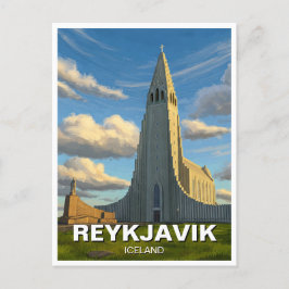 Island Reykyavik Church of Hallgrimur Travel Postkarte