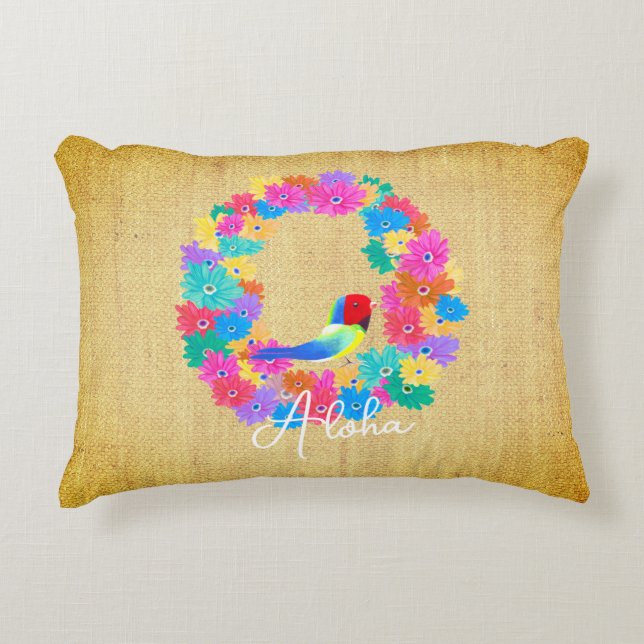 Island Rustic Bird 'Aloha'  Dekokissen (Vorderseite)