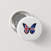 Island-Schmetterlingsflagge Button (Vorne & Hinten)