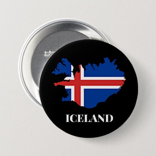 Island, Silhouette, Flagge, Button (Vorne & Hinten)