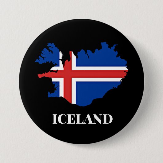 Island, Silhouette, Flagge, Button (Vorderseite)