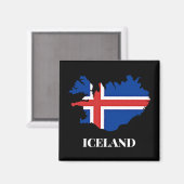 Island, Silhouette, Flagge, Magnet (Vorderseite/Rückseite)