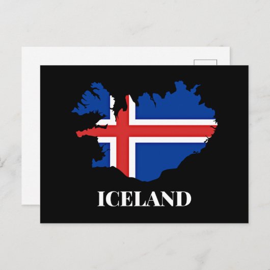 Island, Silhouette, Flagge, Postkarte (Vorne/Hinten)