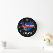 Island, Silhouette, Flagge, Runde Wanduhr (Zuhause)