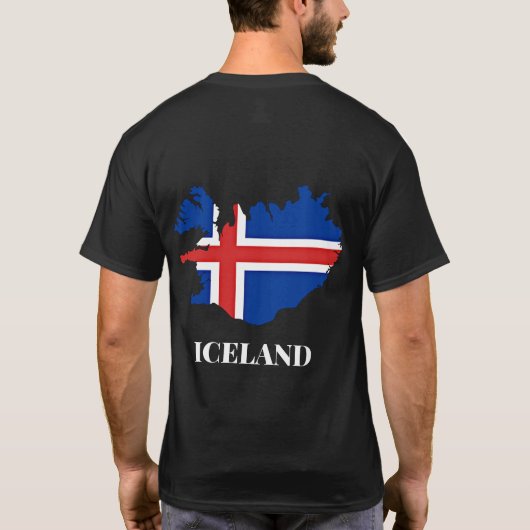 Island, Silhouette, Flagge, T-Shirt (Rückseite)