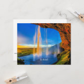 Island Skogafoss, schönes Landschaftsbild Karte (Vorderseite/Rückseite Beispiel)