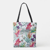 Island Style Tropical Floral Pattern und Monogram Tasche (Rückseite)