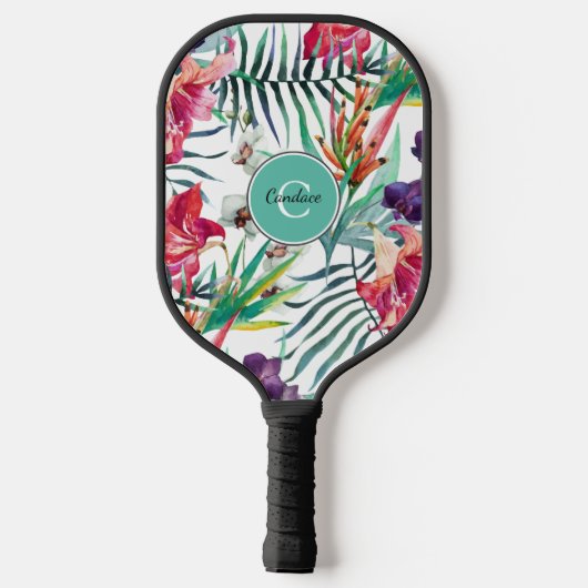 Island Style Tropical Patches mit Monogram Pickleball Schläger (Rückseite)