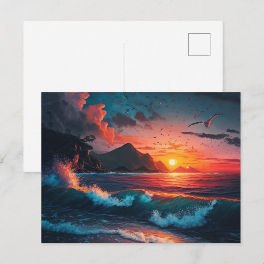 ISLAND SUNSET #1 POSTKARTE (Vorne/Hinten)