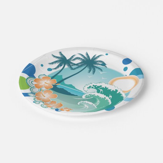 Island Surf Paper-Teller Pappteller (Schrägansicht)