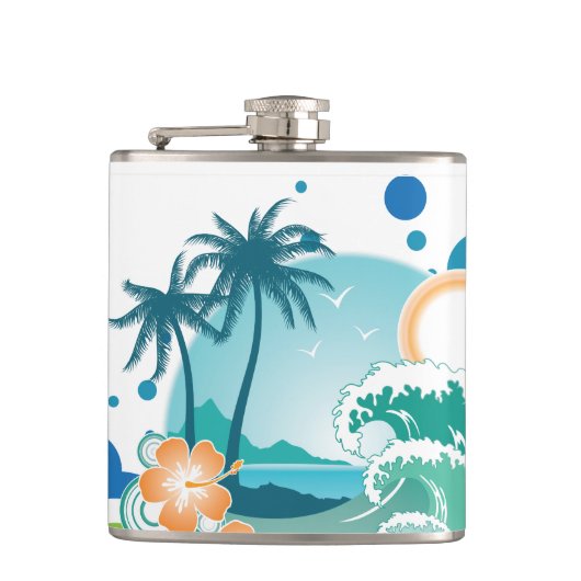 Island Surf Vinyl Wrapped Flask Flachmann (Vorderseite)