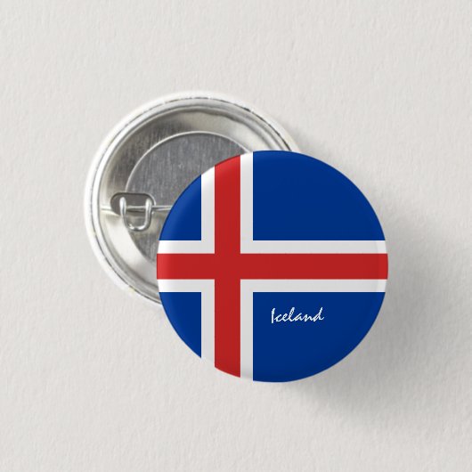 Island-Taste, patriotische isländische Flagge Button (Vorne & Hinten)