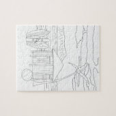 Island Tiki Hut Adult Coloring Puzzle (Horizontal)