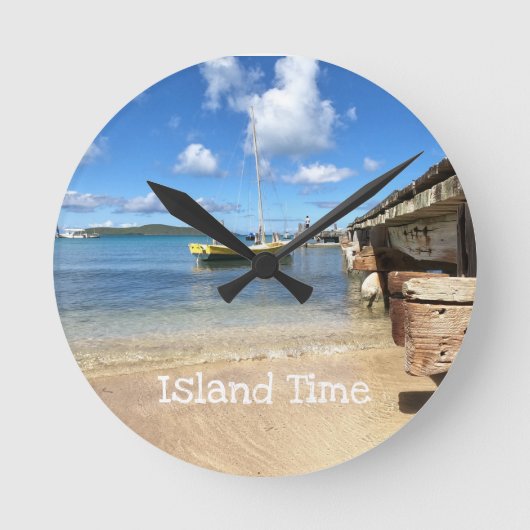 Island Time Clock Runde Wanduhr (Vorderseite)
