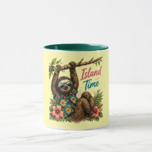 Island Time Faultier Tasse Dunkler Rand