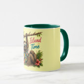 Island Time Faultier Tasse Dunkler Rand (VorderseiteRechts)