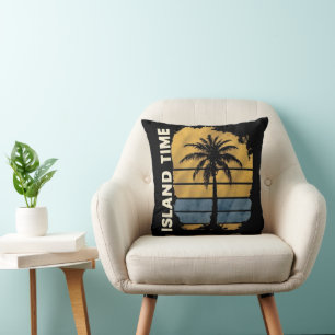 Island Time Palm Tree Tropical Throw Kissen