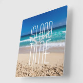 Island Time Tropical Beach Turquoise Water Quadratische Wanduhr (Winkel)