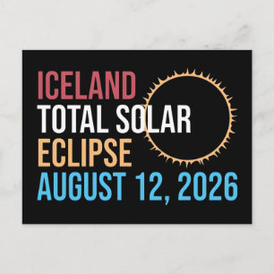 Island totale Sonnenfinsternis 12. August 2026 Tas Feiertagspostkarte