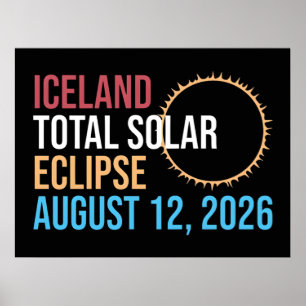 Island totale Sonnenfinsternis 12. August 2026 Tas Poster