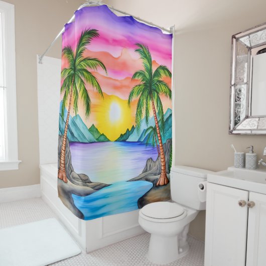 Island Tropical Beach Sunset Duschvorhang (Beispiel)
