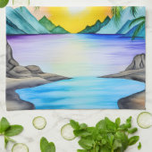 Island Tropical Beach Sunset Geschirrtuch (Gefaltet)
