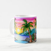 Island Tropical Beach Sunset Kaffeetasse (Vorderseite Links)