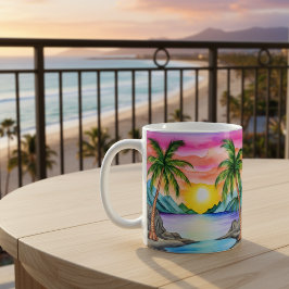 Island Tropical Beach Sunset Kaffeetasse