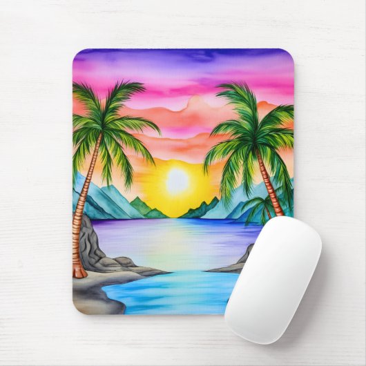 Island Tropical Beach Sunset Mousepad (Mit Mouse)