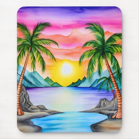 Island Tropical Beach Sunset Mousepad (Vorne)