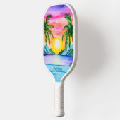 Island Tropical Beach Sunset Name Pickleball Schläger (Links)